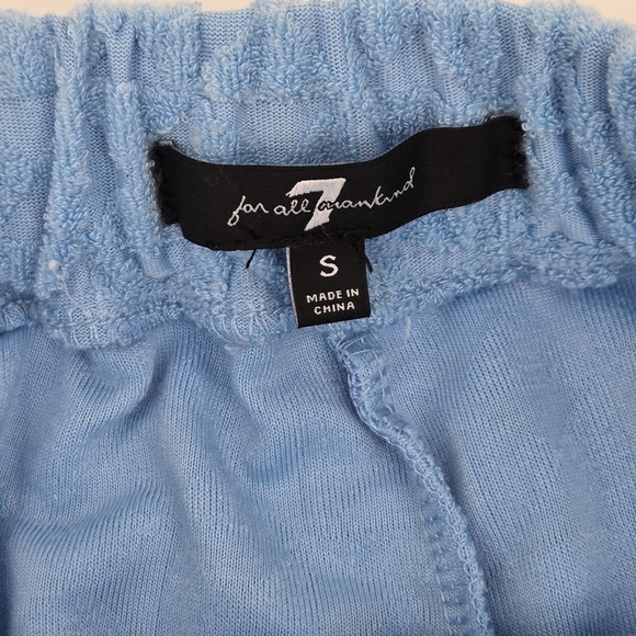 Textured Terry Cloth 7 For All Man Kind Blue Drawstring Shorts Size:Small - Picture 8 of 10